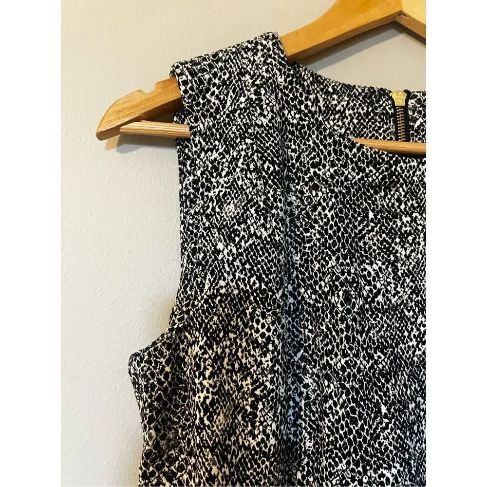 Calvin Klein Women’s Size 10 Sleeveless Zip Up Snake Print Dress Black White
